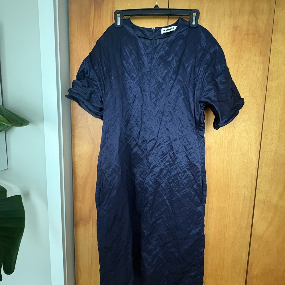 Jil Sander Midnight Blue Textured Dress